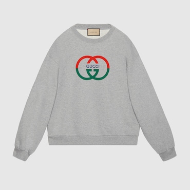 GUCCI Cotton Jersey Printed Sweatshirt, Size L