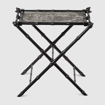 GUCCI Toile De Jouy Print Wooden Folding Tray