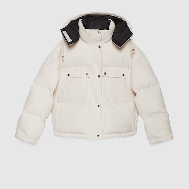 GUCCI GG Cotton Canvas Puffer Jacket, Size 40 IT
