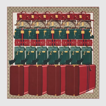 GUCCI GG Valigeria Print Silk Carré