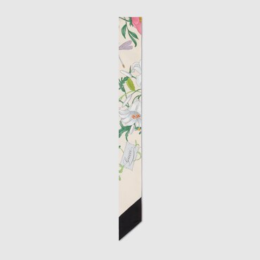 GUCCI Floral Print Silk Neck Bow