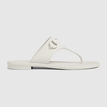 GUCCI Women's Thong Sandal With Horsebit, Size 42 IT, White