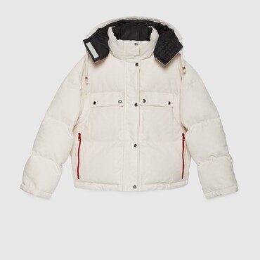 GUCCI GG Cotton Canvas Puffer Jacket, Size 46 IT