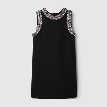 GUCCI Crystal Embroidered Mini Dress, Size 42 IT