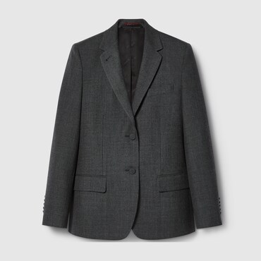 GUCCI Single Breasted Wool Grisaille Jacket, Size 40 IT