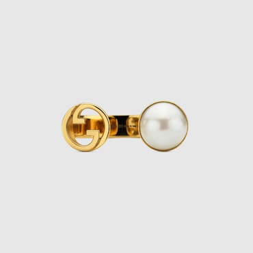 GUCCI Blondie Resin Pearl Ring, Size M