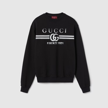 GUCCI Cotton Jersey Printed Sweatshirt, Size S