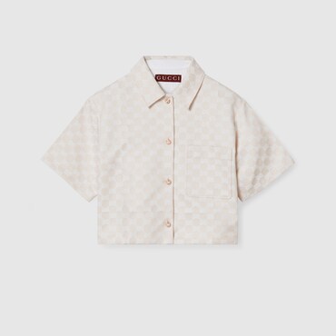 GUCCI GG Cotton Gabardine Shirt, Size 42 IT