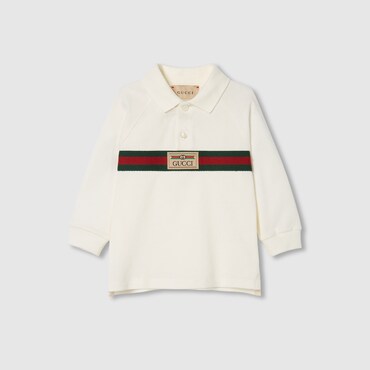 GUCCI Baby - Cotton Polo Shirt With Web, Size 3-6 MONTHS