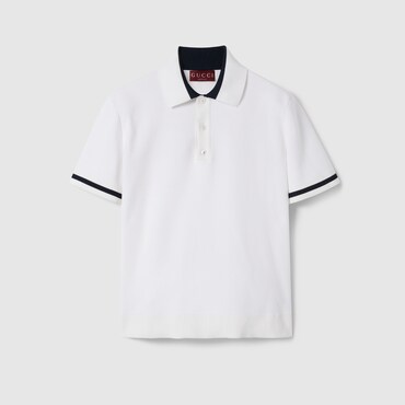 GUCCI Knit Cotton Polo Shirt With Intarsia, Size XXS