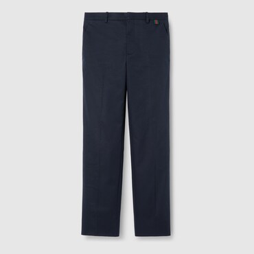 GUCCI Double Cotton Twill Pant With Web, Size 50