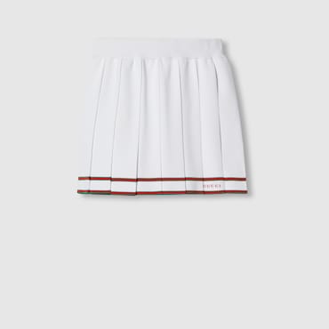 GUCCI Short Pleated Skirt With Striped Trim, Size XS