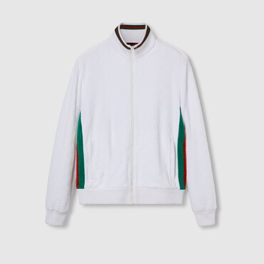 GUCCI GG Terry Cloth Zip Jacket With Web, Size M