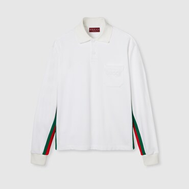 GUCCI Long Sleeved Polo Shirt With Web, Size S