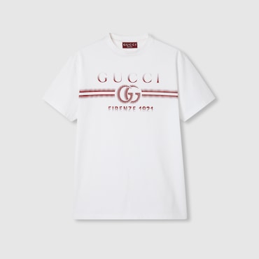 GUCCI Cotton Jersey T-shirt With Print, Size XL