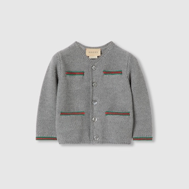 GUCCI Baby - Wool Cardigan With Web, Size 9-12 MONTHS