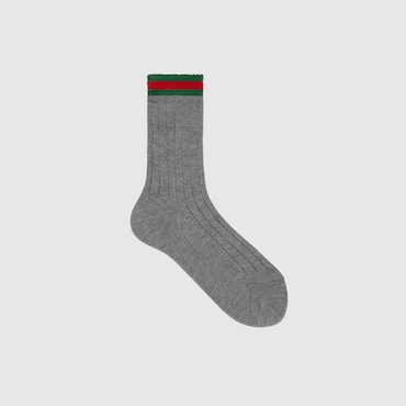 GUCCI Filles - Chaussettes Pour Enfant En Maille De Coton Côtelée Avec Bande Web, Taille 6