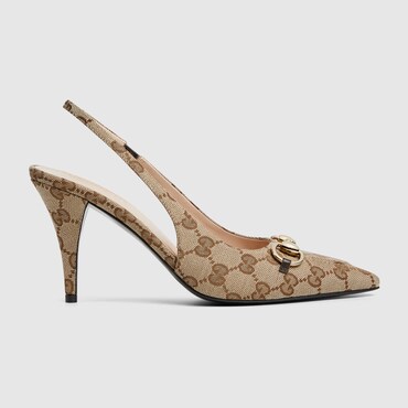 GUCCI Women's Horsebit Pump, Size 37.5 IT, Beige