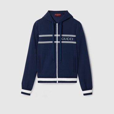 GUCCI Technical Jersey Hooded Sweatshirt, Size XXL