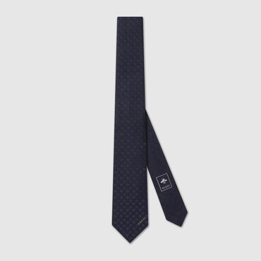 GUCCI Horsebit Silk Jacquard Tie