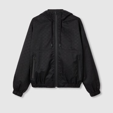 GUCCI Lightweight GG Nylon Jacquard Jacket, Size 56