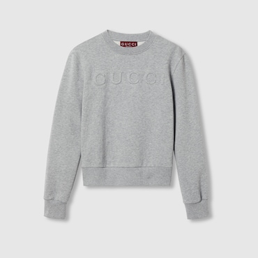 GUCCI Cotton Jersey Embossed Sweatshirt, Size XL