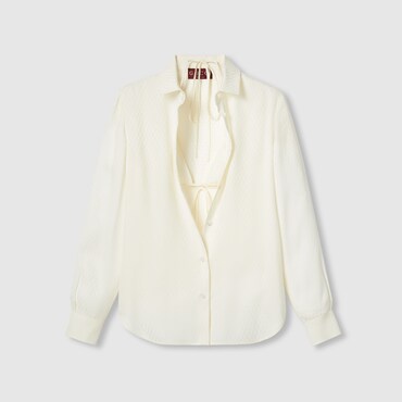 GUCCI Silk Jacquard Shirt And Bra Set, Size 50 IT