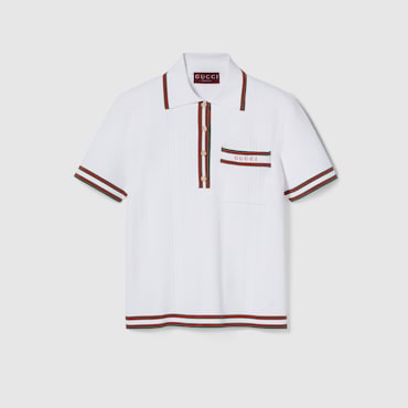 GUCCI Stretch Viscose Polo Top, Size L