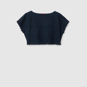 GUCCI Double G Flower Lace Top, Size 48 IT