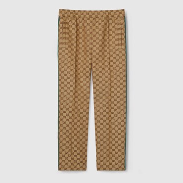 GUCCI GG Linen Blend Canvas Jogging Pant, Size 44