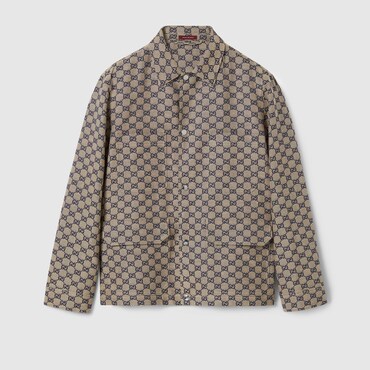 GUCCI GG Linen Blend Canvas Jacket, Size 44