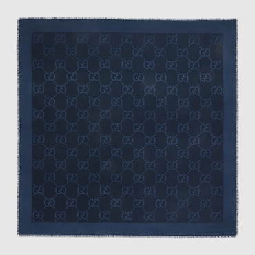GUCCI GG Jacquard Silk Wool Shawl