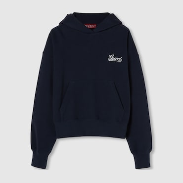 GUCCI Cotton Jersey Hooded Sweatshirt, Size XS