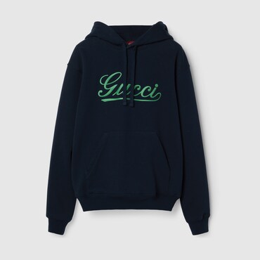 GUCCI Embroidered Cotton Jersey Hooded Sweatshirt, Size L