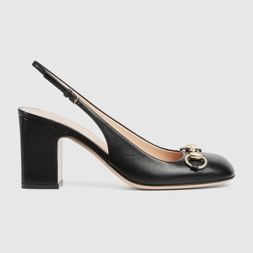 GUCCI Women's Horsebit Slingback, Size 41 IT, Black