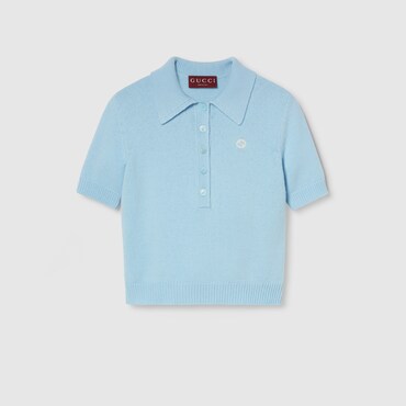 GUCCI Wool Cashmere Polo Top, Size L