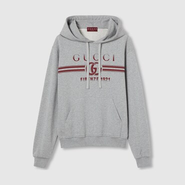GUCCI Printed Cotton Jersey Hooded Sweatshirt, Size XL