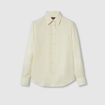 GUCCI GG Crêpe Silk Shirt, Size 50 IT