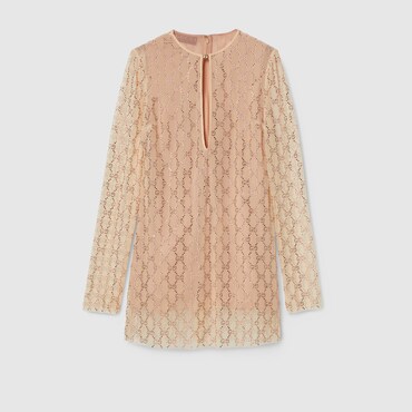 GUCCI Crystal GG Nylon Tulle Dress, Size 48 IT