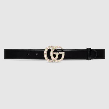 GUCCI GG Marmont Belt With Crystal Buckle, Size 80