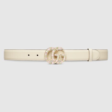 GUCCI GG Marmont Belt With Crystal Buckle, Size 75