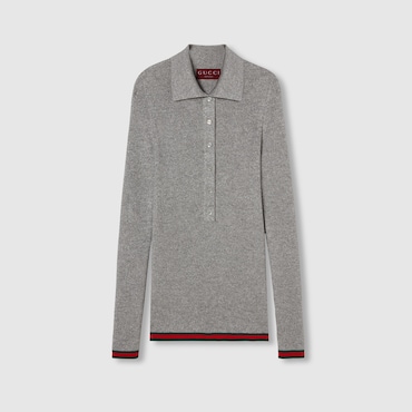 GUCCI Extra Fine Rib Cashmere Knit Top, Size S
