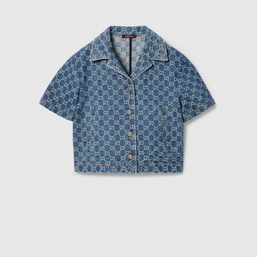 GUCCI GG Denim Jacquard Top, Size 36 IT