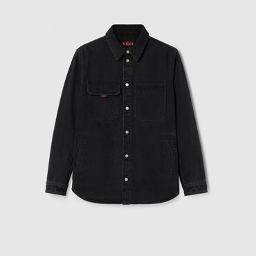 GUCCI Denim Shirt With Embroidery, Size 50 IT