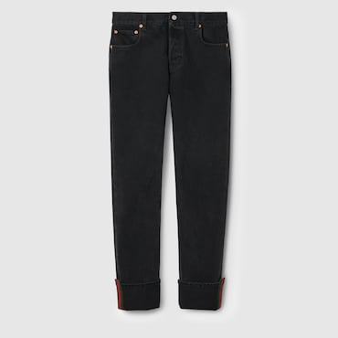 GUCCI Denim Pant With Web, Size 34