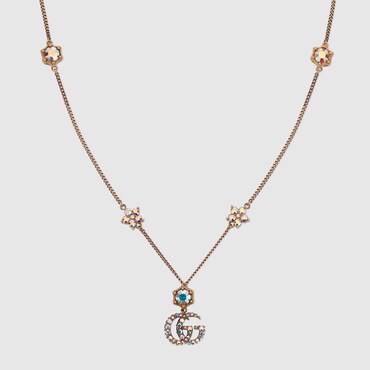 GUCCI Double G Necklace With Crystals