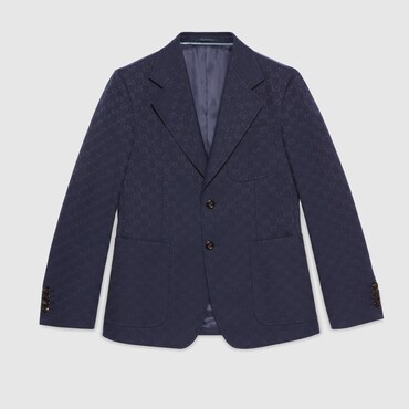 GUCCI GG Cotton Blend Formal Jacket, Size 44 IT