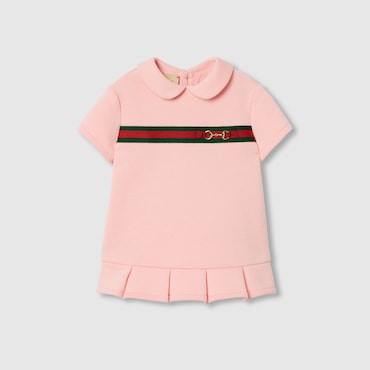 GUCCI Baby - Cotton Dress With Web, Size 24 MONTHS