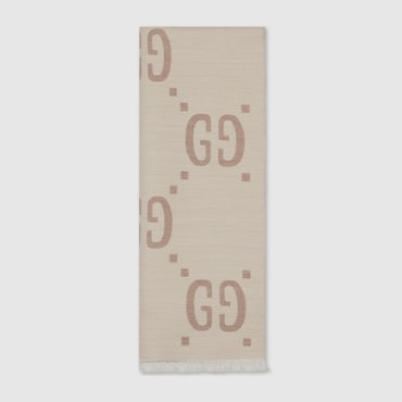 GUCCI GG Jacquard Wool Silk Scarf