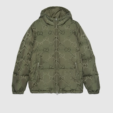 GUCCI Jumbo GG Canvas Down Jacket, Size 46